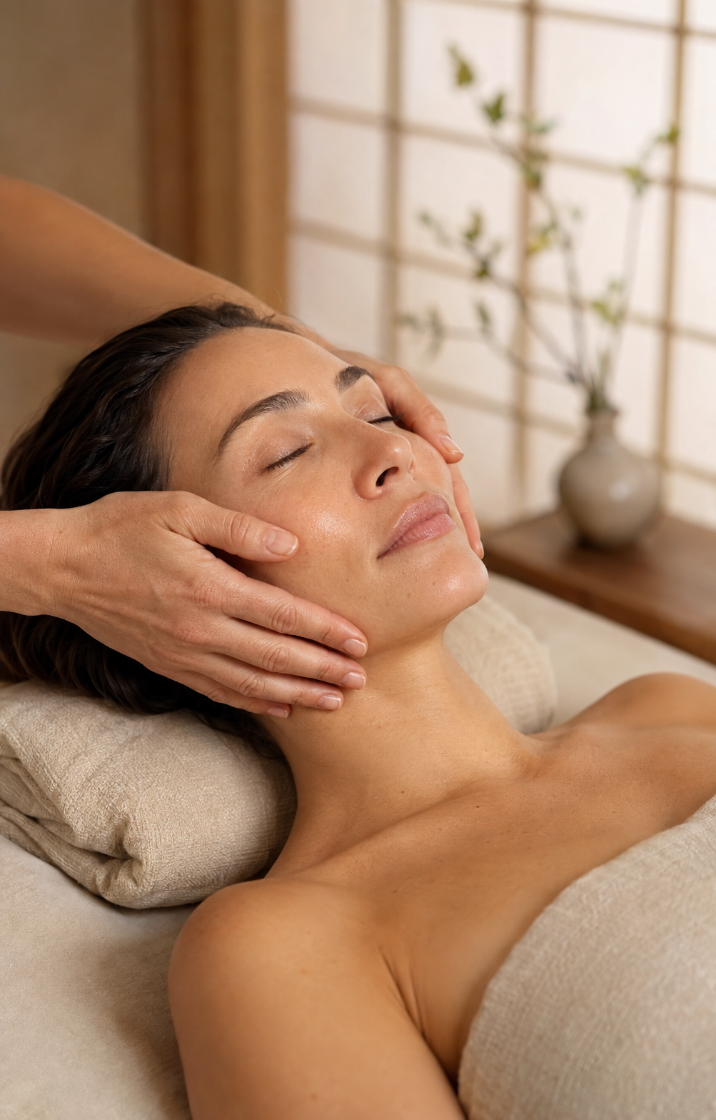 Masaje facial Kobido realizado con las manos
